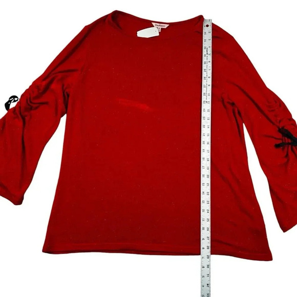 Juicy Couture Sweater Plus Size XXL Hollyberry Red Maroon 3/4 Bell Sleeves Bow - Picture 3 of 6